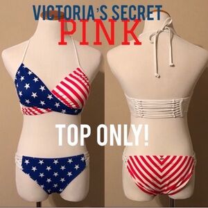 VS PINK Americana Stars and Stripes Flag Wrap Bikini top size Large